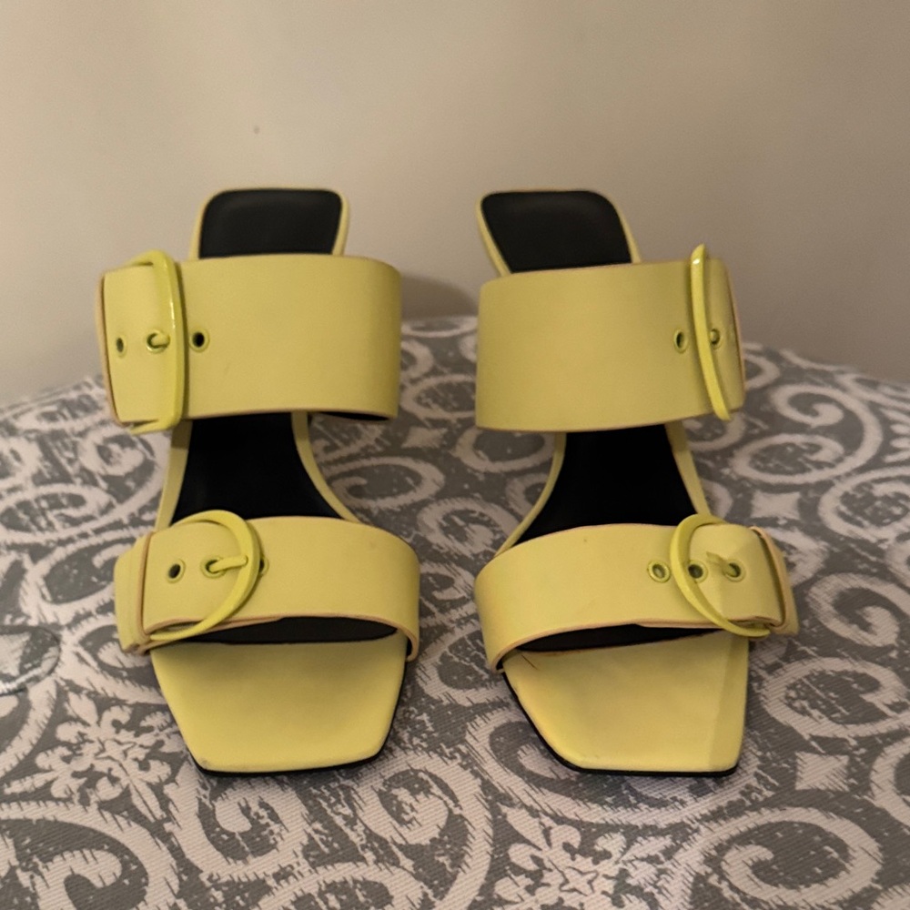 Women’s Charles & Keith open toe yellow  Buckle Slide Sandals